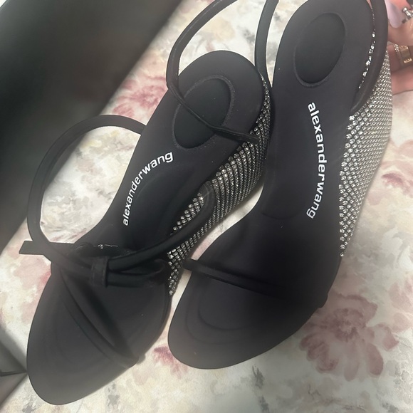 Alexander Wang Black Strap Wedges with Rhinestones - Picture 3 of 6